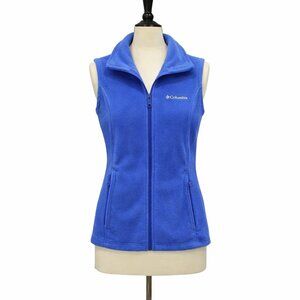 Columbia Womens Blue Fleece Vest Full Zip Classic Chic Athleisure Outdoor Layer